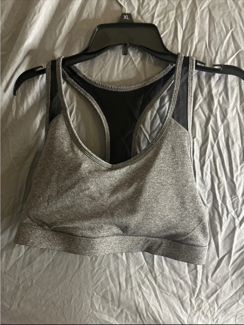 Avia Gray & Black Racerback Sports Bra with Mesh Back